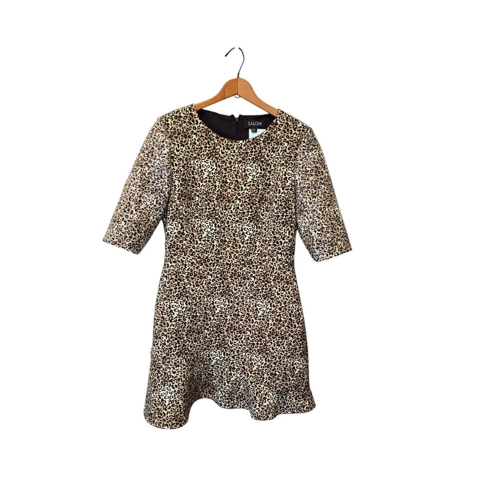 Saloni Celia C Leopard Print With Sequin Short Sl… - image 1